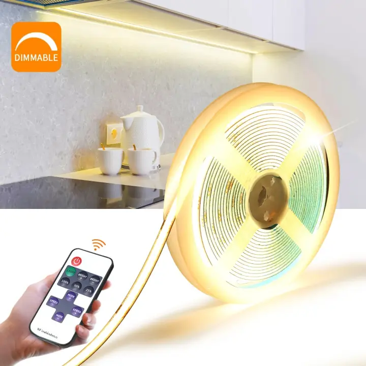 Tira De Luz LED COB Flexible 24V Control Remoto RF 2M 5M 10M Alta Densidad Blanca Cálida (3000K) Blanca Natural (4000K) Blanca Fría (6000K) Decorativa Para Hogar Armario Cocina - 1