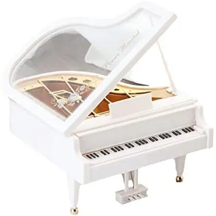Mecanismo de caja de música linda Bailarina giratoria clásica Piano Mecanismo de relojería Manivela de plástico para niña para mujer Hermana Dama Piano Caja musical Regalo creativo del día de San Valentín Laputa Piano Dancing Girls Box - 1