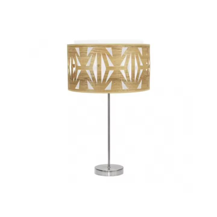 Fabrilamp - Sobremesa Alto Katerina 1xe27 Niquel/madera Clara 61x30x30 Cm - 1