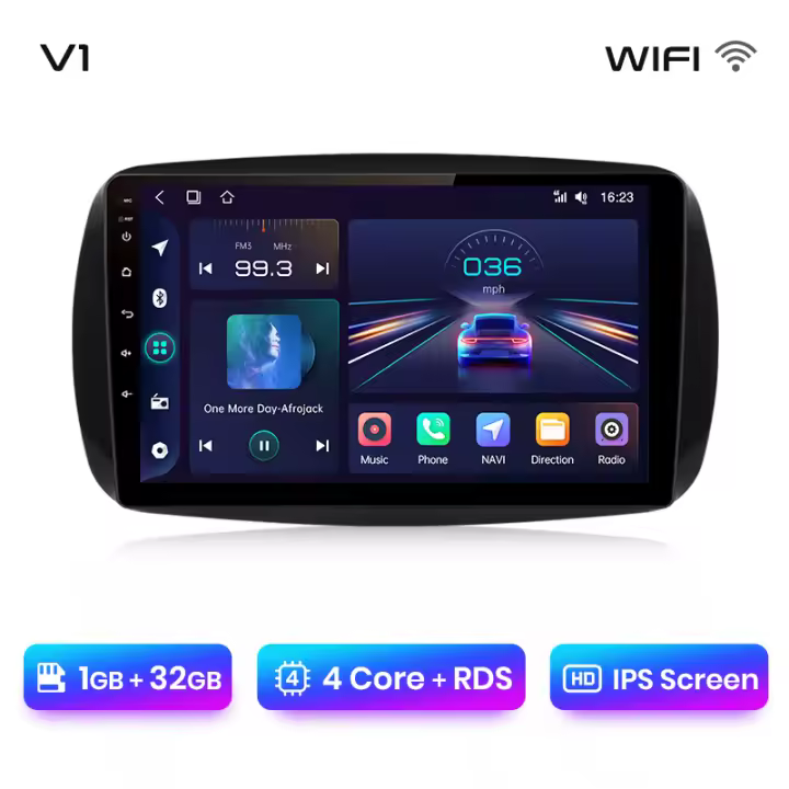 Junsun Radio Coche para Mercedes Benz Smart 2016 AI Voice 2 din Pantalla Coche Android Auto Multimedia Navegación GPS Auto radio - 1
