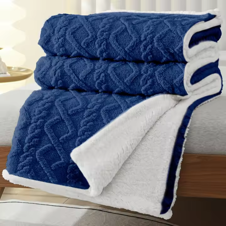 Manta Sofa de Borrego, Manta Doble Cara Franela y Sherpa, 100% Poliester, Suave y Caliente para Invierno, Manta cama, Sobrecama, Manta Borreguito. - 1