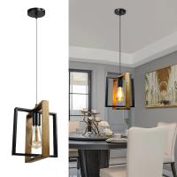 American Chandelier Lámpara Retro De Hierro Y Madera Pendente Para Barra Y Restaurante Luz Colgante Creativa Doméstica Aparato De Iluminación - details 5