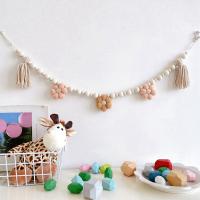 Garland De Bolas De Madera Con Borlas Boho Estilo Pastoral Para Decoración De Cumpleaños Fiesta Banderín Para Muro Mantel Silla De Comer Fotografía Prop Hogar Decoración - details 4