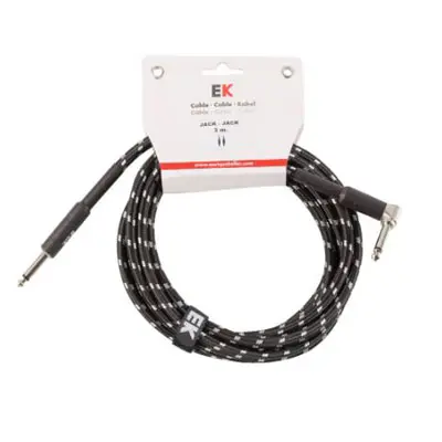 CABLE EK AUDIO PARA GUITARRA JACK - JACK RECTO - ACODADO TELA TRENZADA DE 3 M - 1