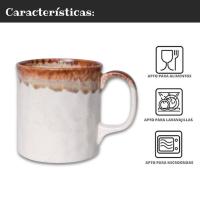Juego de 6 Tazas De Porcelana 320 Ml - Diseño Rústico Y Elegante Para Café Y Té - Set De 6 Piezas, Acabado En Tonos Naturales - Aptas Para Uso Diario, Microondas Y Lavavajillas - No pierde Color - details 0