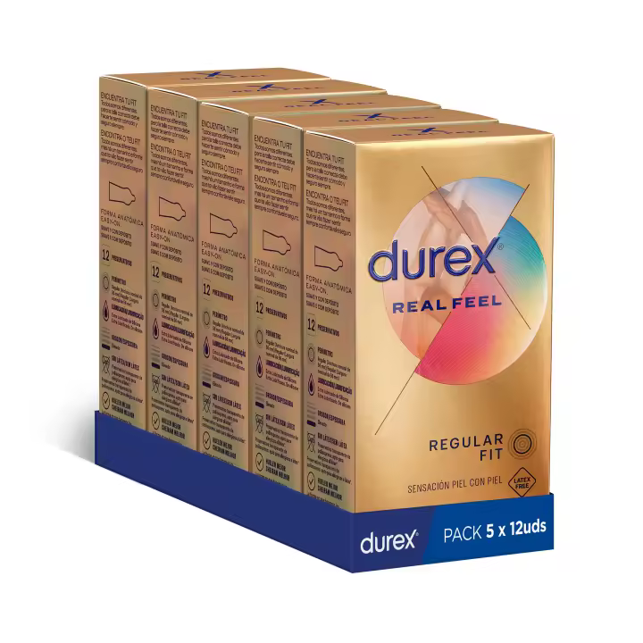 Durex - Preservativos Real Feel para Mayor Sensación Pack 60 condones para un sexo seguro - 1