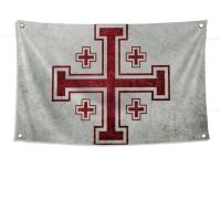 Bandera De La Cruz De Jerusalén 1pc Poliéster Para Exteriores Decoración De Habitaciones Estilo Aesthetic Con Cuatro Agujeros - details 11