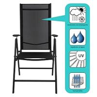 Juego de Sillas Plegables Aluminio Ajustable Jardín Terraza Exterior Camping Soporta 120 kg Ligera de Reposabrazos Respaldo Alto, Color:Negro, Cantidad:2 Unidades - details 3