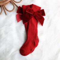 Calcetines De Pierna Alta Para Bebés Niñas Otoño Invierno Algodón Con Gran Lazo Calcetines Calientes Solids Para Niñas De 0 a 5 Años - details 13