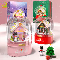 Casa De Santa Claus De Bloques De Construcción Musical HUIQIBAO Regalo De Navidad Para Niños Y Adultos Bricks De Ciudad Amigo DIY - details 0