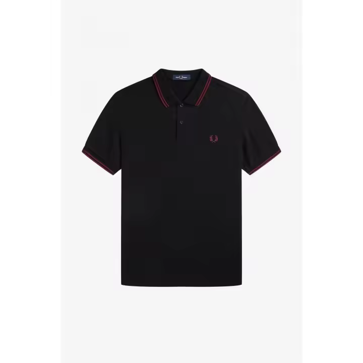 Fred Perry Slim Fit Twin Tipped Polo Black / Tawny Port / Tawny Port - 1