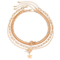 Juego De 4 Collares Vintage Con Estrella Y Hebilla OT Para Mujeres Y Hombres Cadena Cubana Metálica Gótica Moda 2024 Steampunk Grunge - details 6