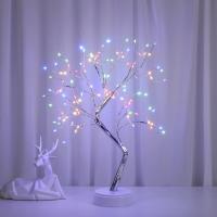 Lámpara De Mesa Árbol De Noche LED Con Encendido Por Toque Y USB/Batería Decoración De Flores Artificiales Bonsái Para Escritorio - details 19