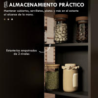 HOMCOM Mesa Plegable de Comedor Mesa de Cocina Plegable con Ruedas Alas Abatibles y Estantes Mesa Plegable para 4-6 Personas 75x140x74 cm Natural y Negro - details 4