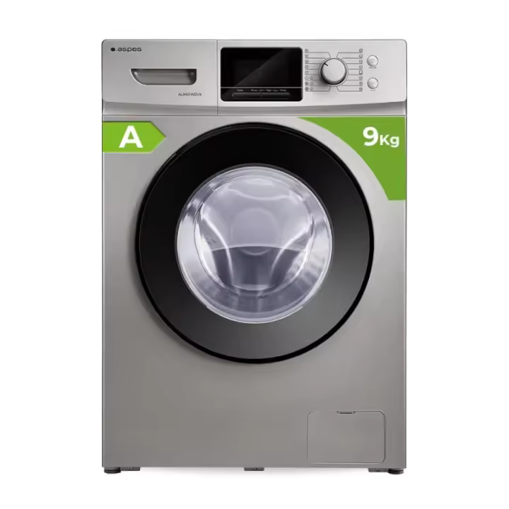 Lavadora ASPES AL9401AIDVX de 9Kg Clase A y 1400Rpm  | Inox, Big Door, Vapor Antialérgico, Motor Inverter - 1
