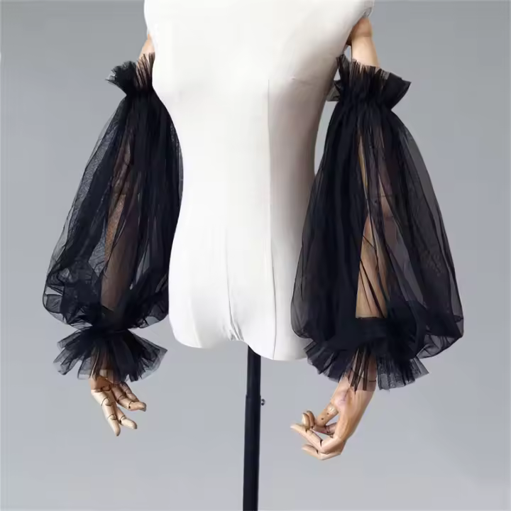 Guantes De Boda Elegantes Para Novia Tules Suaves Borde Volado Blanco Largos Para Damas De Honor Mujer Pageant Prom Cuff - 1