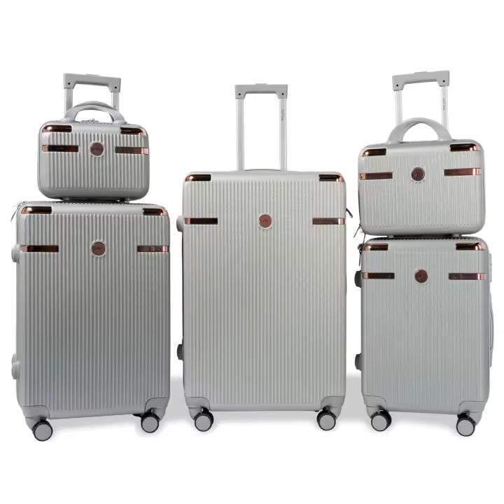 S7 STAR LG60894-LG61807 Set 5pcs Maleta ABS Cabina de Viaje, Conjunto Equipaje Neceser Rígido de Color Puro, Cabina Resistente 4 Ruedas Giratorias Multidireccionales 360°, Trolley Maleta 5 Piezas 12+14+20+24+28in - 1