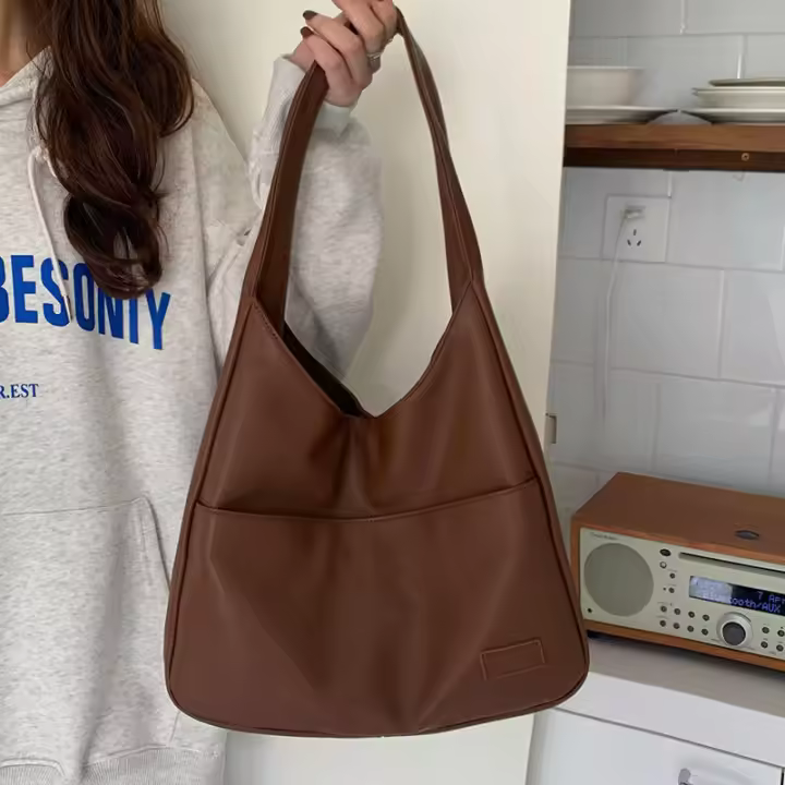 Bolso de mano de cuero para mujer, bolsa de hombro grande y suave, estilo informal, a la moda, 1 piezas - 1