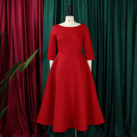 Vestido Elegante Para Mujer 2024 Moderno Cuello Redondo Tres Cuartos Ajustado a La Cadera A-Line Midi Fiesta Cumpleaños Cena Boda - details 14