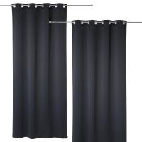 Festëën® Juego de 2 Cortinas Opacas  Pack de dos Cortinas Gruesas de Medida 135x240cm con 8 Ojales cada Cortina - Color Gris Antracita  Certificación OEKO-TEX® - Festeen · ¡Fiestas sin Freno! - details 2