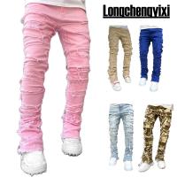 Jeans Stretch Para Hombre Pantalones Motociclista Vintage Estilo Cowboy Punk Sueltos Rectos Retro Baggy Casual Gótico XS - details 2
