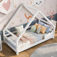 Cama casita cama infantil 90x200cm con protección anticaídas cama de juego cama juvenil madera maciza en color blanco - details 3