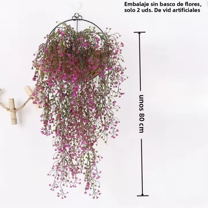 2pcs Vinatera Artificial De Iva Verde Falsa Para Decoración De Jardín Y Hogar Hojas De Willow Rattan Plásticas Colgantes Para Aire Acondicionado - 1