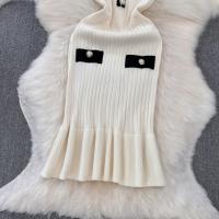 Vestido De Sirena Corto Con Mangas Y Cuello V Vintage REALEFT Para Mujer Knit De Verano Con Botones Cintura Alta Longitud De Rodilla - details 35
