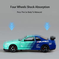 Nissan GTR Skyline Coche Deportivo Modelo a Escala 1:24 Con Sonido Y Luz Vehículo De Metal Para Niños Juguete Con Retroceso Pulido - details 7