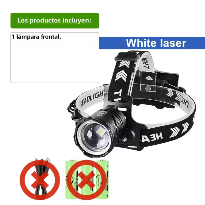 Lámpara Frontal De Rayo Láser Blanco Super Brillante Recargable Por USB Con Zoom Para Camping Pesca Y Excursiones Al Aire Libre - 1