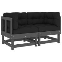vidaXL Sofás esquineros con cojines 2 uds madera maciza de pino Pino natural, Pino blanco, Pino gris Conjunto Terraza Muebles Jardín Exterior Juego de Muebles de jardín Mueble Jardín Exterior Muebles de Salon Exterior - details 6