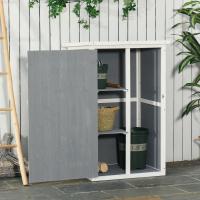 Outsunny Caseta de Jardín de Madera 75x56x115 cm Armario Cobertizo de Exterior para Herramientas con 3 Estantes Interiores Puerta con Pestillo y Techo Asfáltico - details 1