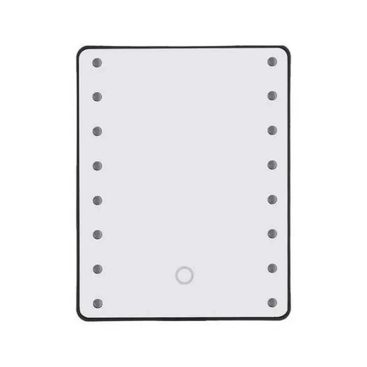 16,8x5x21,3cm Espejo de Maquillaje Iluminado con Soporte, 16 Luces LED Espejo Cosmético de Tocador, Pantalla Táctil, Rotación Libre de 180 °, Fuente de Alimentación 2 Pilas AA (no incluídas) - 1