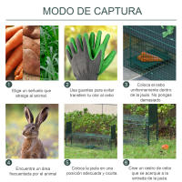 Outsunny Trampa para Animales Vivos con 2 Puertas Jaula de Captura Metálica con Asa para Conejos Visones Zorros Pequeños 80x25x30 cm Verde Oscuro - details 4