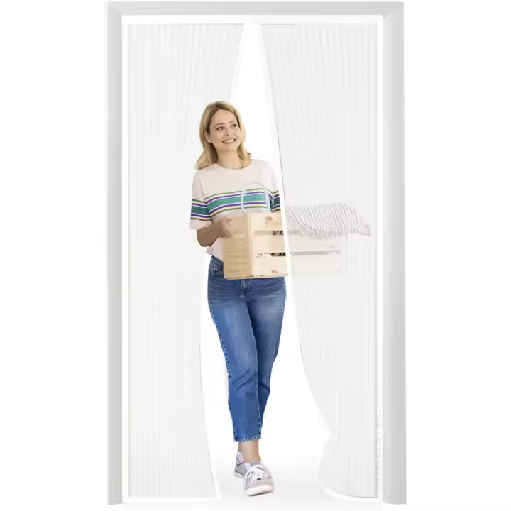 Mosquitera Magnética para Puertas, 85 x 200 cm Se Cierra Automáticamente y Mantiene el Aire Fresco, Fácil de Instalar y Adecuado para Todos los Tamaños de Puertas, Blanco - 1