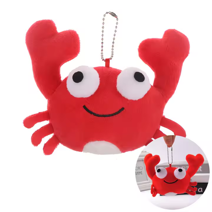 Llavero De Peluche De Cangrejo Rojo Colgante De Animal Suave Y Divertido Para Llaves Accesorio De Moda Para Niños Y Adultos - 1