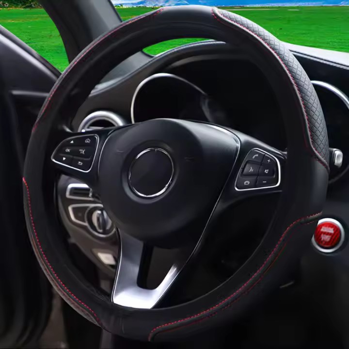 Cubierta De Volante De Cuero Artificial 3D Emboss Sin Anillo Interior Para Coches Adecuada Para 14.5-15 Pulgadas Pieza - 1