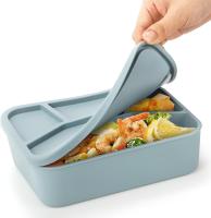 Fiambrera de silicona con 4 compartimentos, hermética, irrompible, con compartimentos para guardar alimentos, apta para adultos y niños, sin BPA, apta para horno y lavavajillas. - details 0