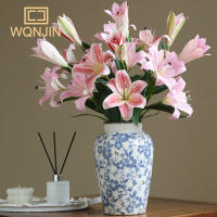 Decoración De Hogar 3D Impresión PVC Lirio Artificial Bouquet De 3 Cabezas Simulación De Flor Para Bodas Y Arrangements Internos - details 0