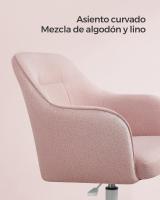 Study Chair, Swivel Chair, Adjustable Height, Load 110 kg, Steel Frame, Breathable Cotton-Linen Fabric, for Study, Bedroom, Pink - details 4