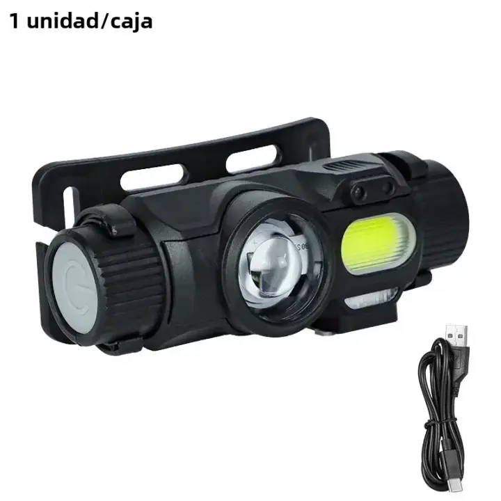 Linterna Frontal Inteligente Con Sensor De Iluminación Fuerte Recargable Y Clip Magnético Para Periódicos Ideal Para Pesca Nocturna Y Correr Por Noche Portátil - 1