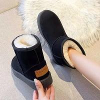 Botas Cortas Marrones De Moda Para Invierno Nuevas Botas De Plataforma Impermeables Y Cálidas Para Mujer Con Peluche Acolchado Y Suela De Goma - details 2