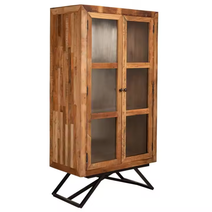 Vitrina de madera y metal acabado artesanal 90x47x175 - 1