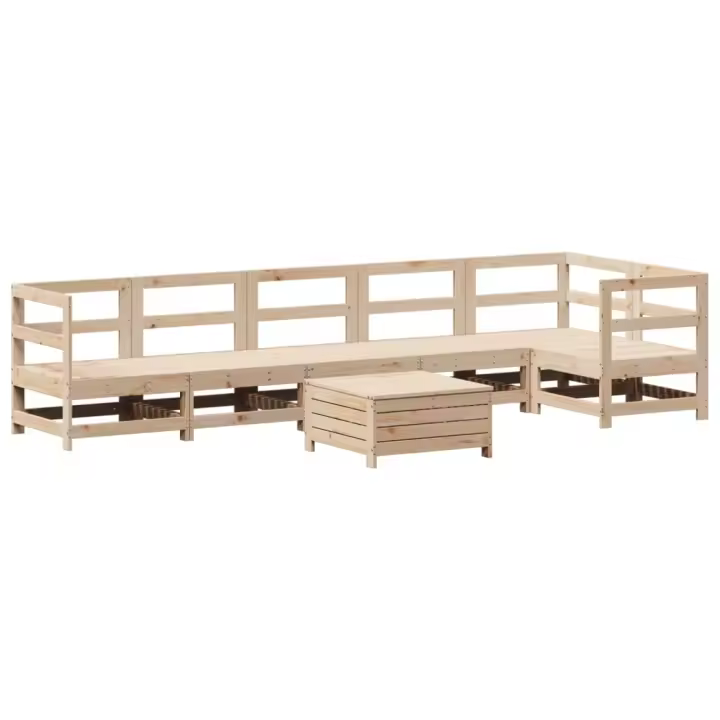 vidaXL Juego de sofás de jardín 7 piezas madera maciza de pino - 1