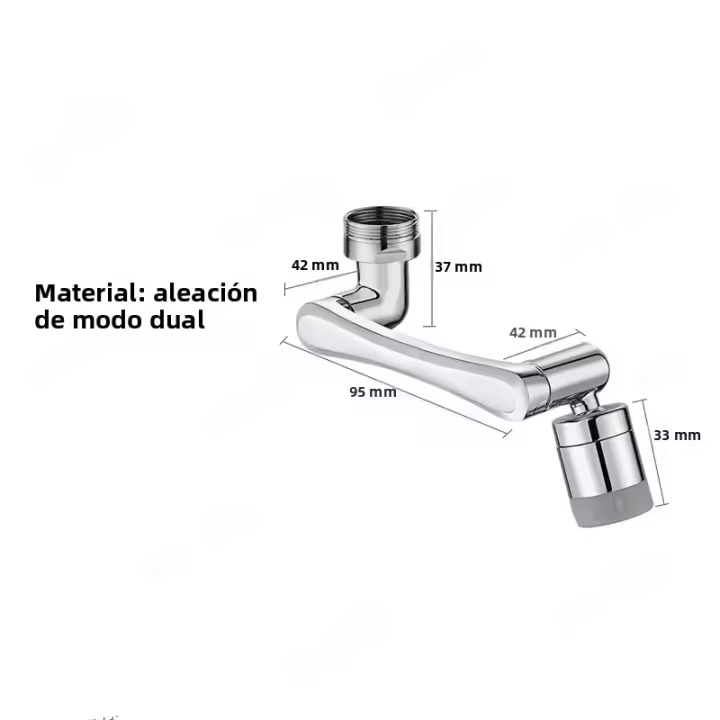 Adaptador De Extensión Para Grifo De Cocina 1080 ° Giratorio Aerator Mezclador Nozzle Ajustable Accesorio Doméstico De Acero Inoxidable Y ABS - 1