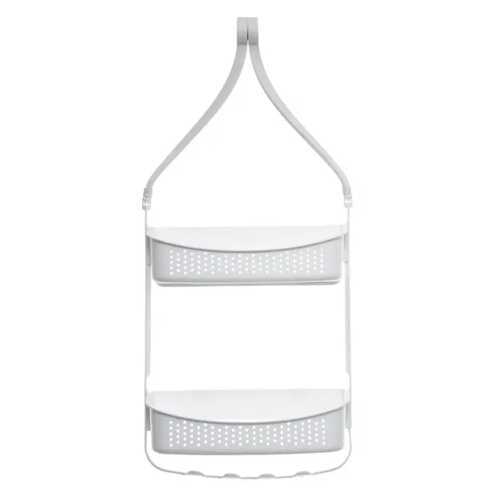 Estantería Colgante de Ducha con Brazos Ajustables, 2 Alturas con Colgador, Sin Taladro, 31,5 x 11 x 70 cm - xocoto - 1