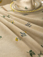 Mantel De Lino Rectangular Texturizado Con Flores Resistente a Manchas Y Caída Ligero Para Cocina Uso En Fiesta Banquete Hotel - details 13