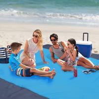 Outdoor Waterproof Picnic Blanket - Foldable Camping & Beach Mat with Storage Pocket, Polyester Plaid Ground Cover - details 4