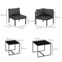 Outsunny Conjunto de Muebles de Jardín 7 Piezas Juego de Muebles de Terraza Incluye 5 Módulos de Sofá de Exterior con Cojines y 2 Mesas de Centro para Patio Gris - details 2
