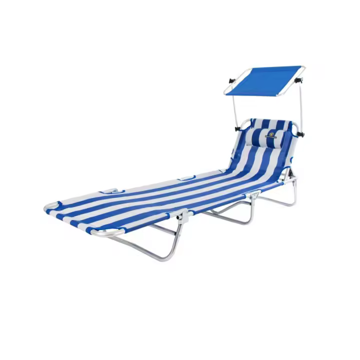 Tumbona MAGNESIO 1012 (Marinera) - Tumbona reclinable con TOLDO de Playa Plegable y reclinable - CREVICOSTA QUALITY MARK MARCAS DE CALIDAD - 1